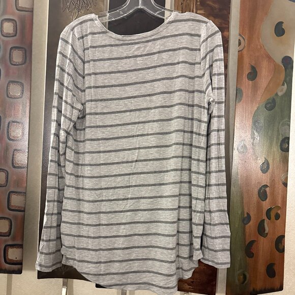 Gap Luxe Luxueux Long Sleeve Tee Shirt - Grey stripes - Size M - Picture 2 of 4